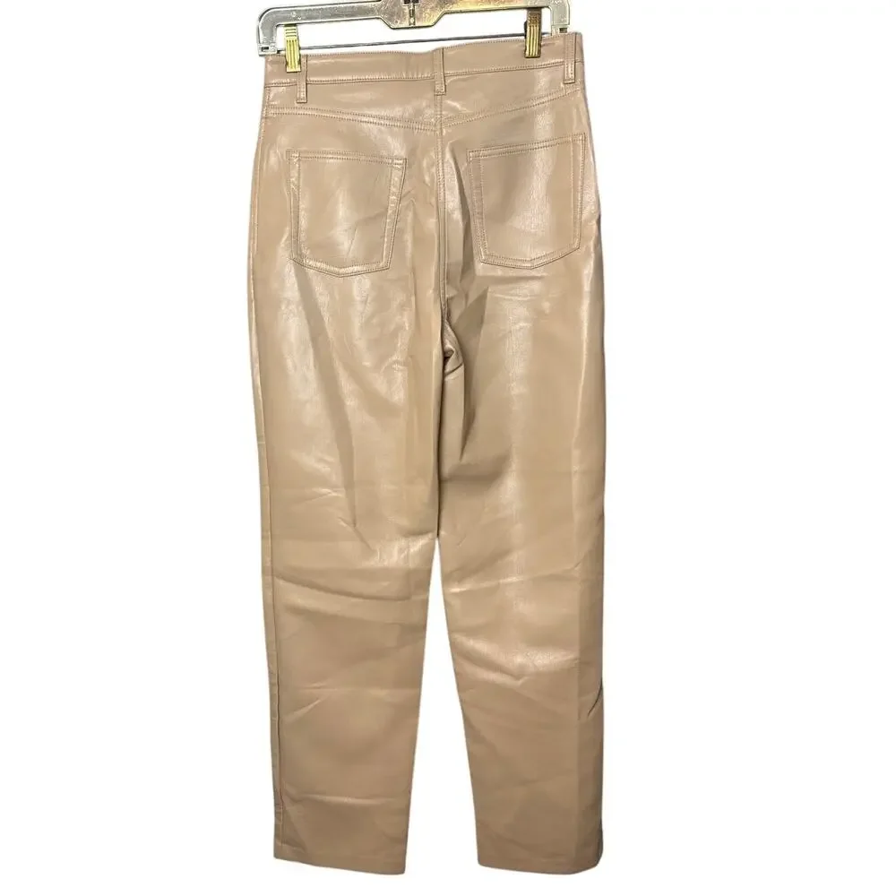 Aritzia Wilfred Melina Pant Saville Tan Vegan Leather High Rise Straight Leg 6